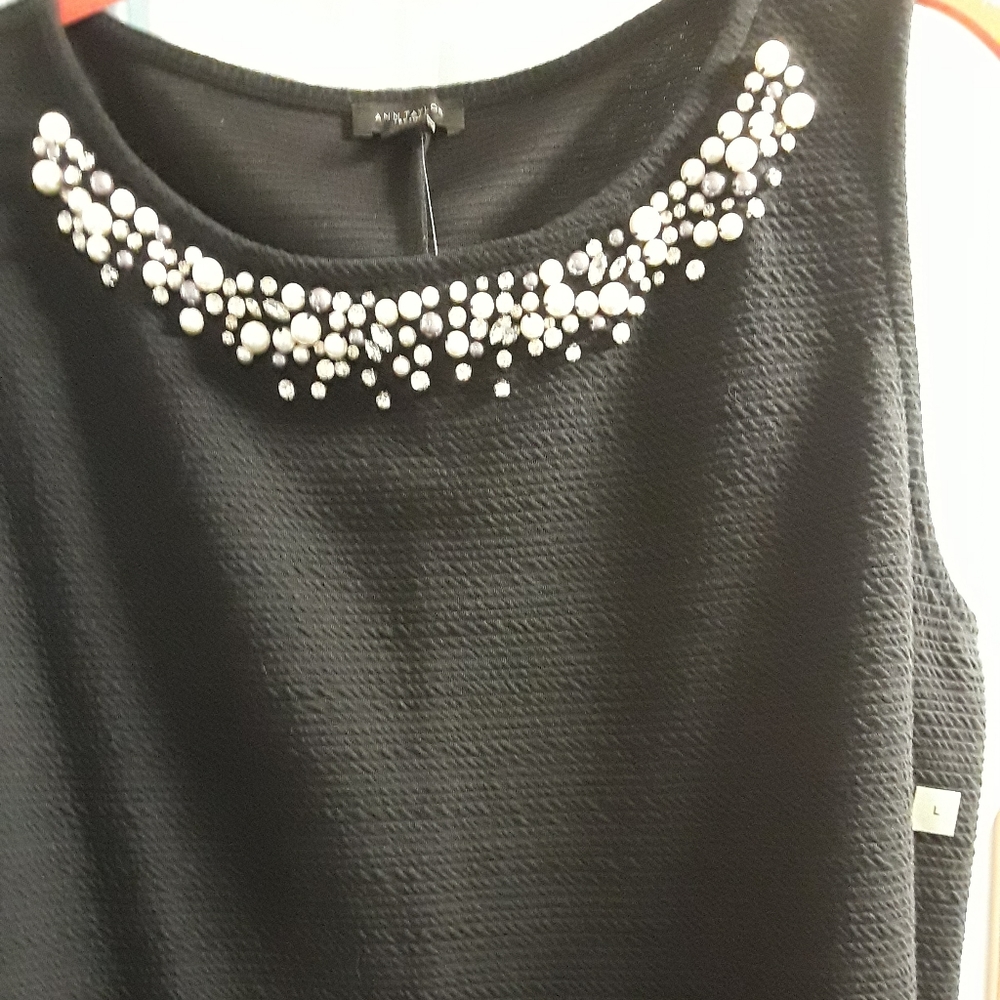 Ann Taylor black jeweled tank top